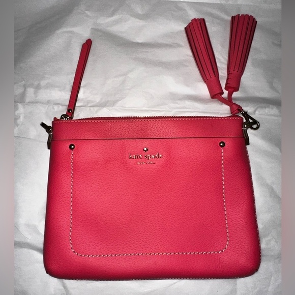 Kate Spade Thompson street flamingo pink leather clutch - Picture 1 of 9